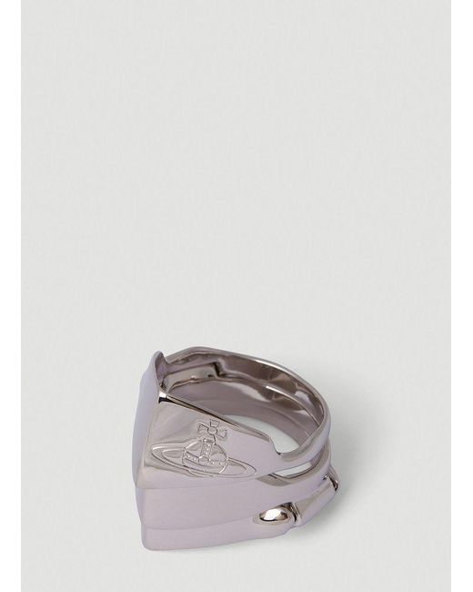 Vivienne Westwood Metallic Set Of Three Stackable Designed Ring