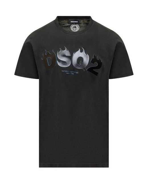 DSquared² Black T-Shirt With Logo for men