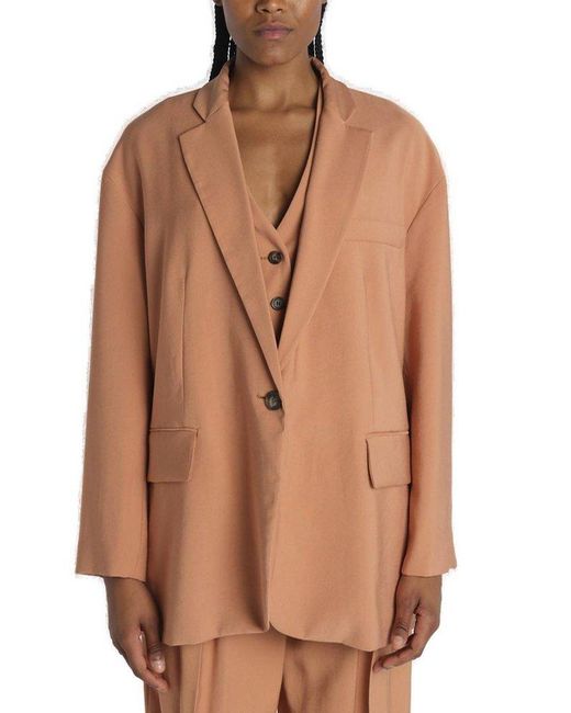 Vanessa Bruno Brown Single Breasted Oversized Jacket