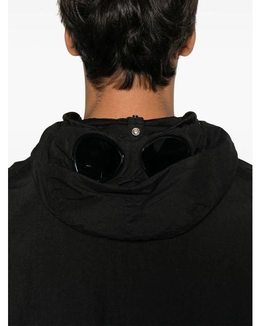 C P Company Black Goggle Hooded Jacket for men