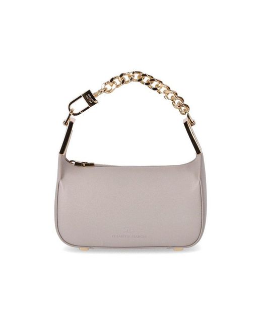 Elisabetta Franchi Gray Pearl Grey Mini Bag With Chain
