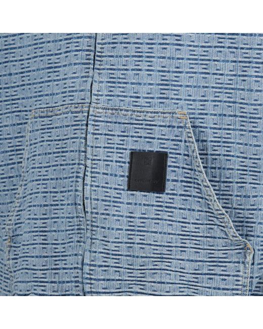 Givenchy Blue 4g Motif Zip-up Denim Jacket for men