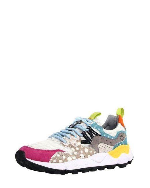 Flower Mountain White Patterned Casual Sneakers