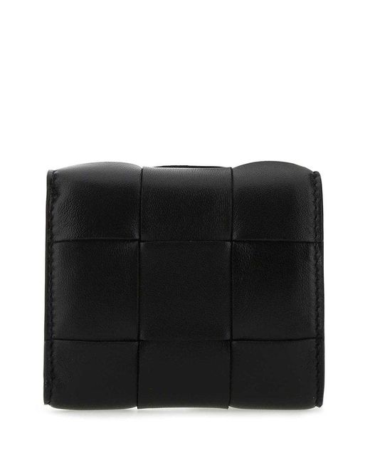 Bottega Veneta Black Cassette Tri-fold Wallet