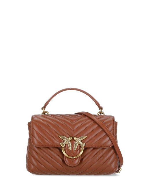 Pinko Brown Lady Love Puff Chevron Mini Crossbody Bag