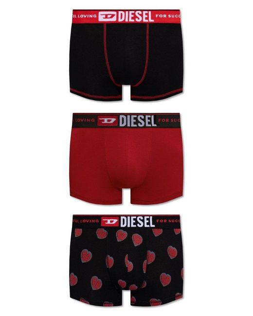 DIESEL Red 'umbx-damienthreepack' Boxers 3-pack, for men