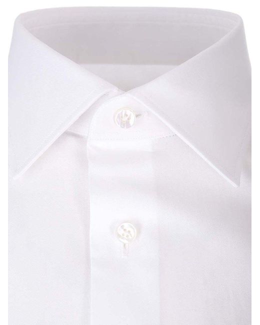 Zegna White Long-Sleeved Tailored Shirt for men