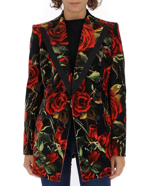 Dolce & Gabbana Red Rose Print Blazer