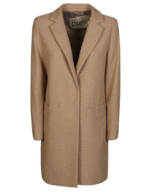 Herno Natural Sequined Long-sleeved Coat