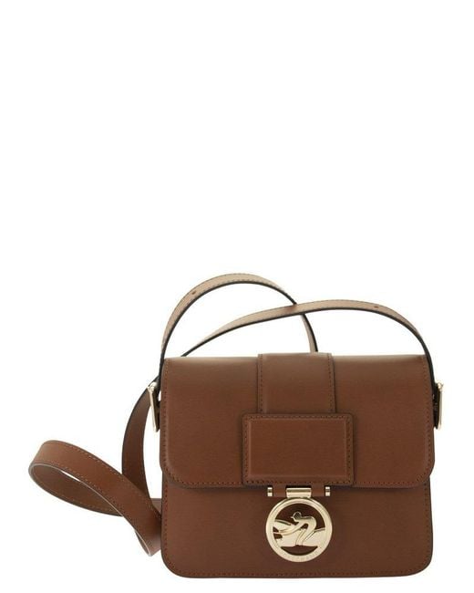 Longchamp Leather Logo Plaque Fold-over Crossbody Bag in Brown | Lyst