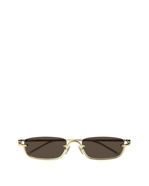 Gucci Metallic Metal Half Frame Sunglasses