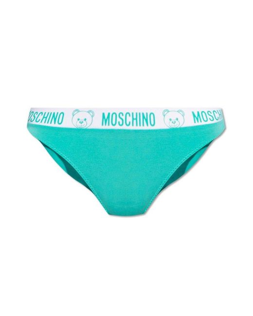 Moschino Blue Bra With Logo,