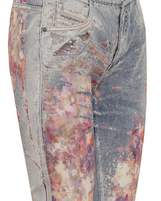 DIESEL Gray Jeans With Devoré Effect