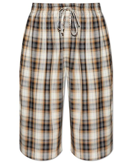 Acne Multicolor Drawstring Checked Shorts for men