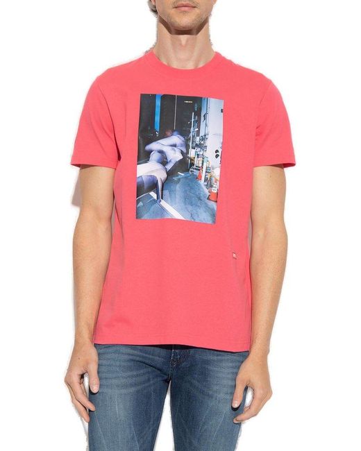 DIESEL Pink 't-diegor-l5' T-shirt, for men