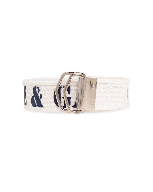 Dolce & Gabbana White Belt With Logo, for men