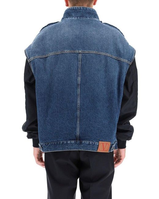 Valentino Black Logo Printed Zip-Up Bomber Jacket for men