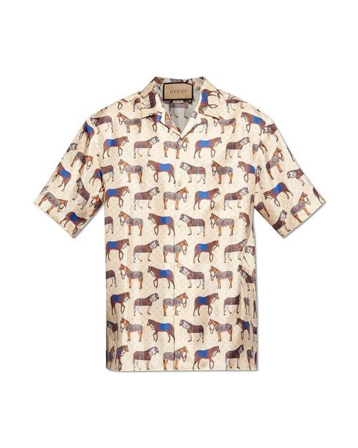 Gucci Multicolor Silk Shirt With Short Sleeves, for men