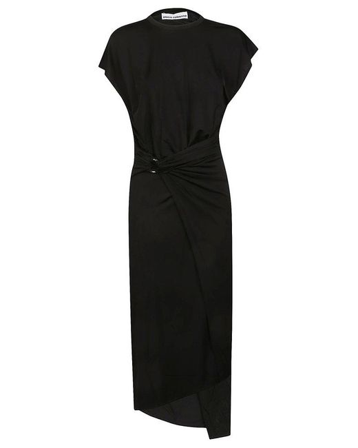 Rabanne Black Hoop-wrap Midi Dress