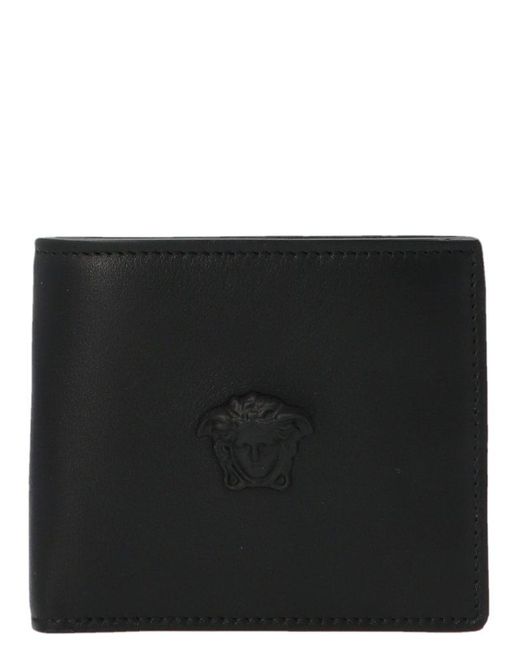 Versace Black Medusa Plaque Bifold Wallet for men