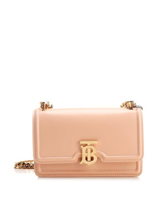 ☆BURBERRY☆Mini TB Crossbody Bag - Pink☆ Burberry Mini TB Grainy Leather Pouch Handbag Pink in