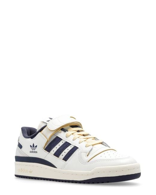 Adidas Originals White Forum Low Suede-trimmed Leather Sneakers