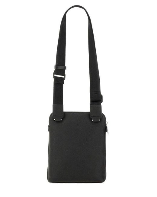 BOSS Logo-Debossed Zipped Messenger Bag in Black for Men | Lyst