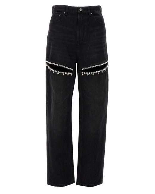Area Black Embellished Slit Jeans