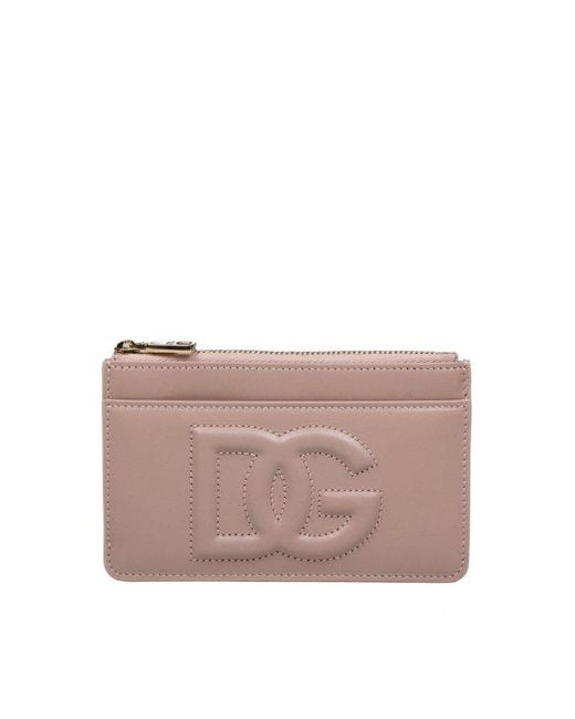Dolce & Gabbana Pink Powder Color Leather Card Holder