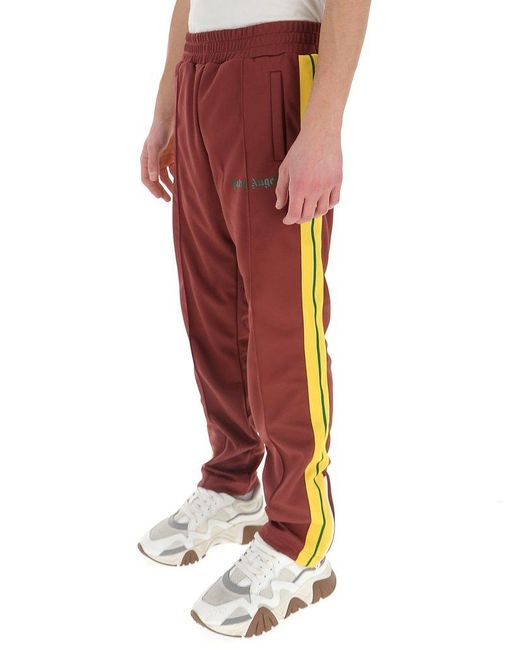 Palm Angels Red College Logo Printed Track Pants for men