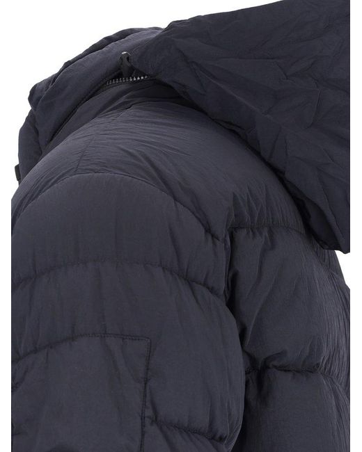 C P Company Blue Lens-Detailed Zipped Down Jacket for men