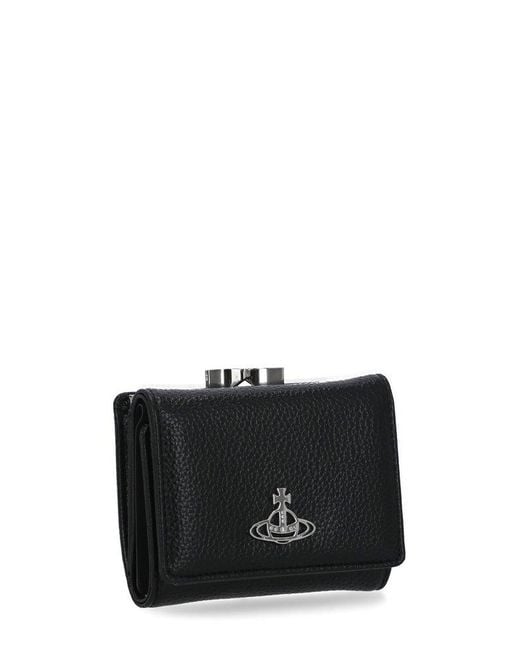 Vivienne Westwood Black Logo Plaque Compact Wallet