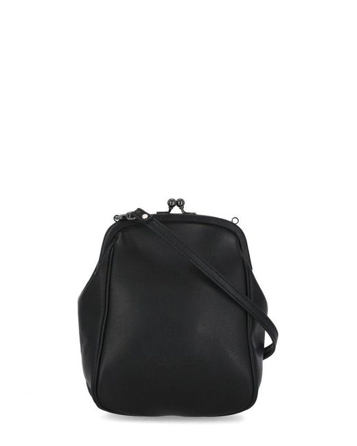 Discord Yohji Yamamoto Black Logo Embossed Clasp Shoulder Bag