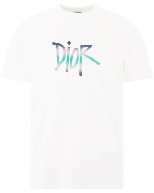 Dior White Graffiti Logo T-shirt for men