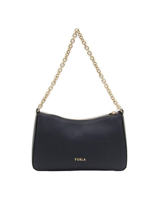 Furla Blue Primula Logo Plaque Chain-linked Shoulder Bag