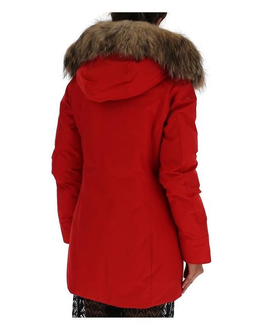 Woolrich Red Arctic Parka Fur Racoon