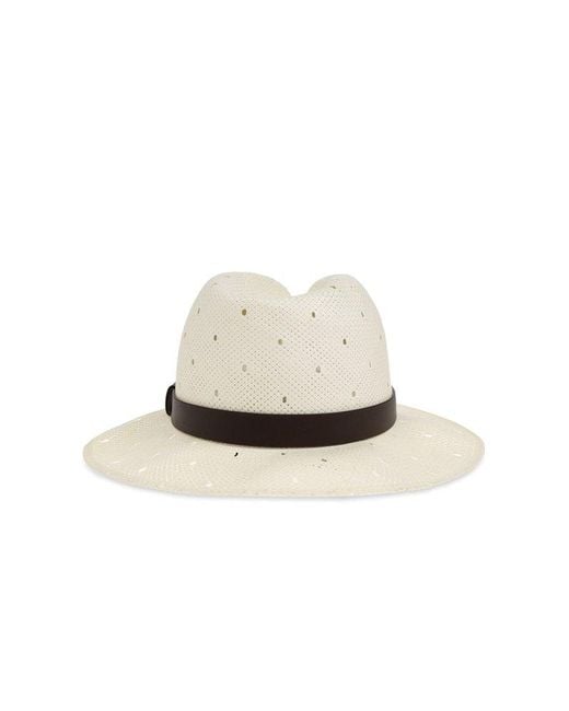 Giorgio Armani White Perforated Fedora Hat for men