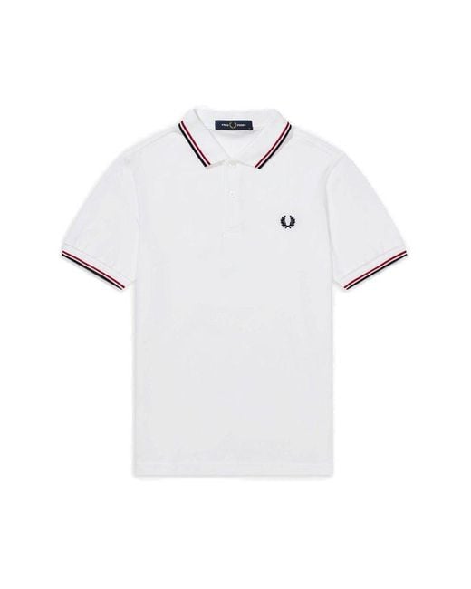 Fred Perry White Twin Tipped Short-sleeved Polo Shirt for men