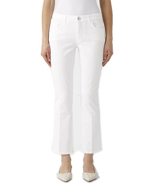 Fay White Logo-patch Mid-rise Cropped Jeans