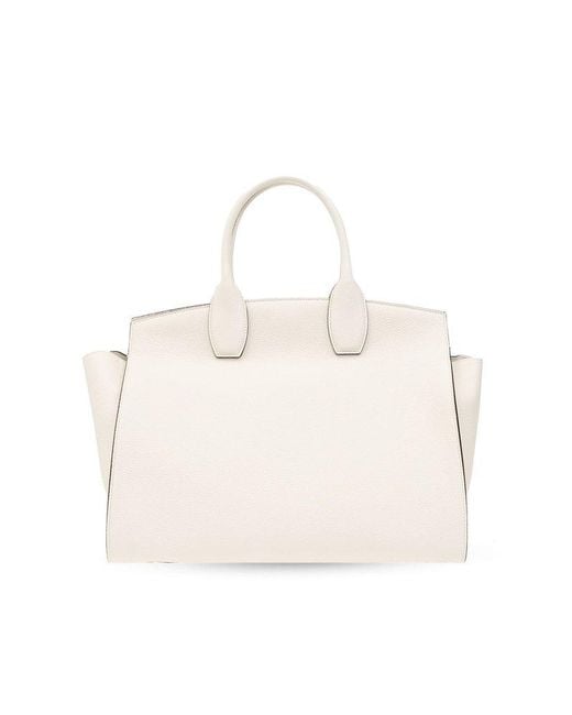 Ferragamo White ‘Studio Large’ Shopper Bag