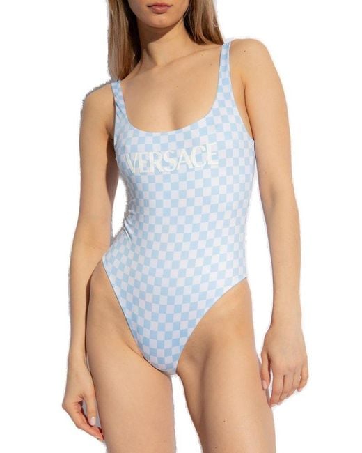 Versace Blue Contrasto Reversible One-piece Swimsuit