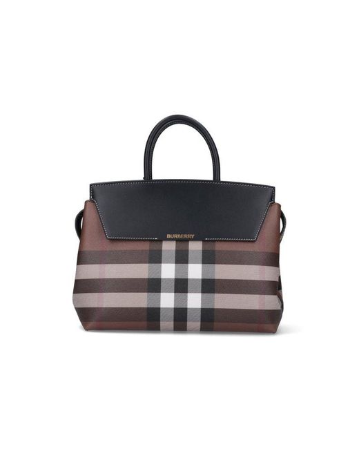 Burberry Blue Catherine Checked Tote Bag