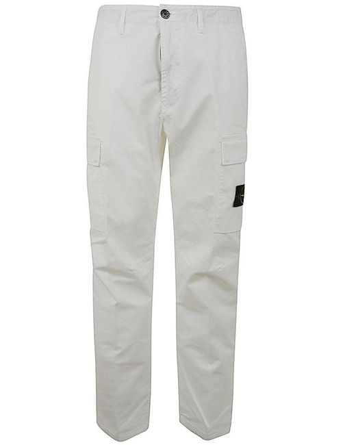 Stone Island Gray Compass Patch Cargo Pants for men