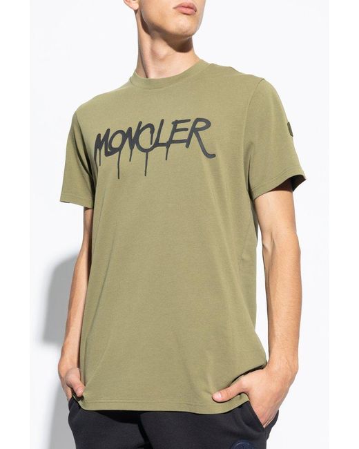 Moncler T-shirt With Logo in Green for Men | Lyst UK