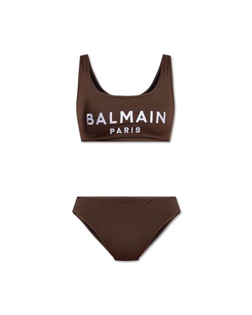 Balmain Brown Two-Piece Swimsuit
