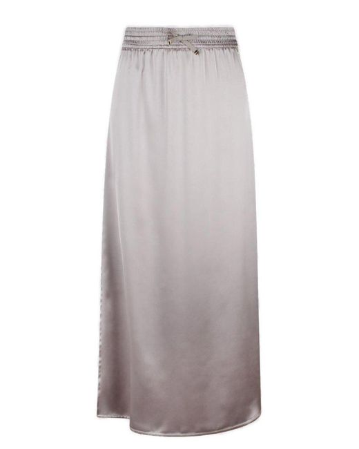 Herno Gray Elasticated Waistband Satin Skirt