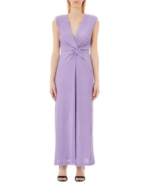 Liu Jo Purple V-Neck Crossed Maxi Dress