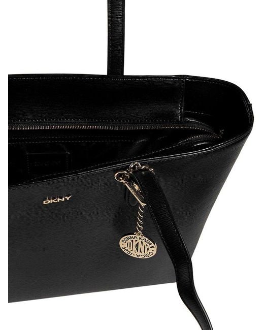 DKNY Black Bryant Logo Charm Medium Shopper Bag