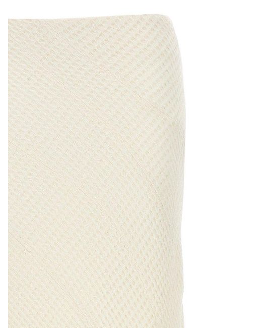 A.W.A.K.E. MODE White Waffle Weave Side-zipped Maxi Skirt