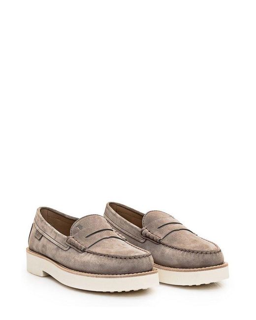 Tod's Gray Logo Debossed Chunky Sole Loafers for men